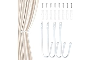 ALLisWE 4PCS Curtain Tie Backs Hooks White U-Shaped Metal Drapery Curtain Holdbacks Curtain Holdback Decorative Curtain Holdback Curtain Holder With Screws for Curtains and Hanging Bags