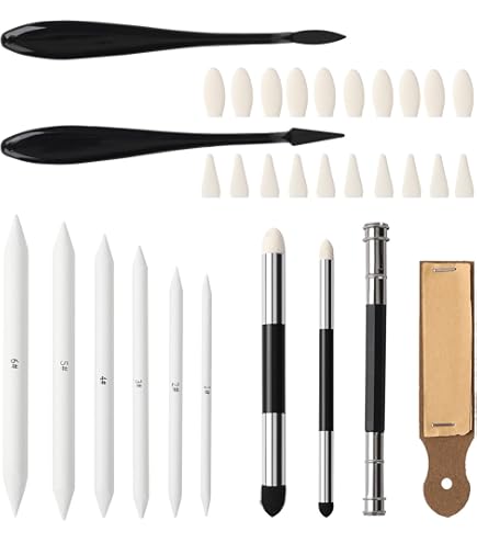 6 Pièces/ensemble Mélange Tache Souche Bâton Tortillon Croquis Art Blanc Dessin