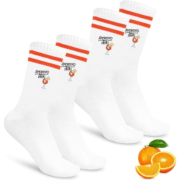 Aperol Regalo Aperol Spritz Calzini Borsa per Cosmetici Portachiavi Biglietto Calzini Divertenti Donna Uomo 36-42 Regalo per Compleanno, Natale, Carnevale, Carnevale, Amanti dei Cocktail Accessori