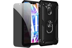 JOYTAG Schutzhülle kompatibel mit Huawei Mate 20 Lite, Schwarz, mit Displayschutzfolie aus Glas