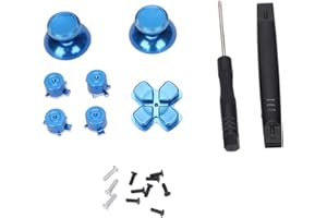YUNSEITY Levette in Metallo per Controller PS5, Joystick di Ricambio in Lega di Alluminio Levette Analogiche Pulsanti ABXY Kit di Sostituzione(Blu)