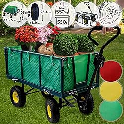 Chariot de Transport - Charge Max. 550kg, avec 4 Roues, Côtés Amovibles, Couleurs au Choix - Charrette de Jardin, Bricolage, Remorque à Main