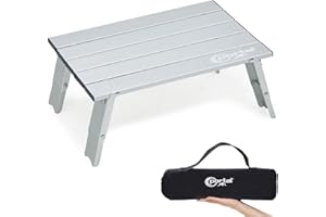Portal Small Folding Camping Table Mini Ultralight Adjust Height Aluminum Table 800g with Storage Bag Compact Lightweight Space-Saving Low Dining Table 40x29x16cm for Picnic, Hiking, Beach and Outdoor