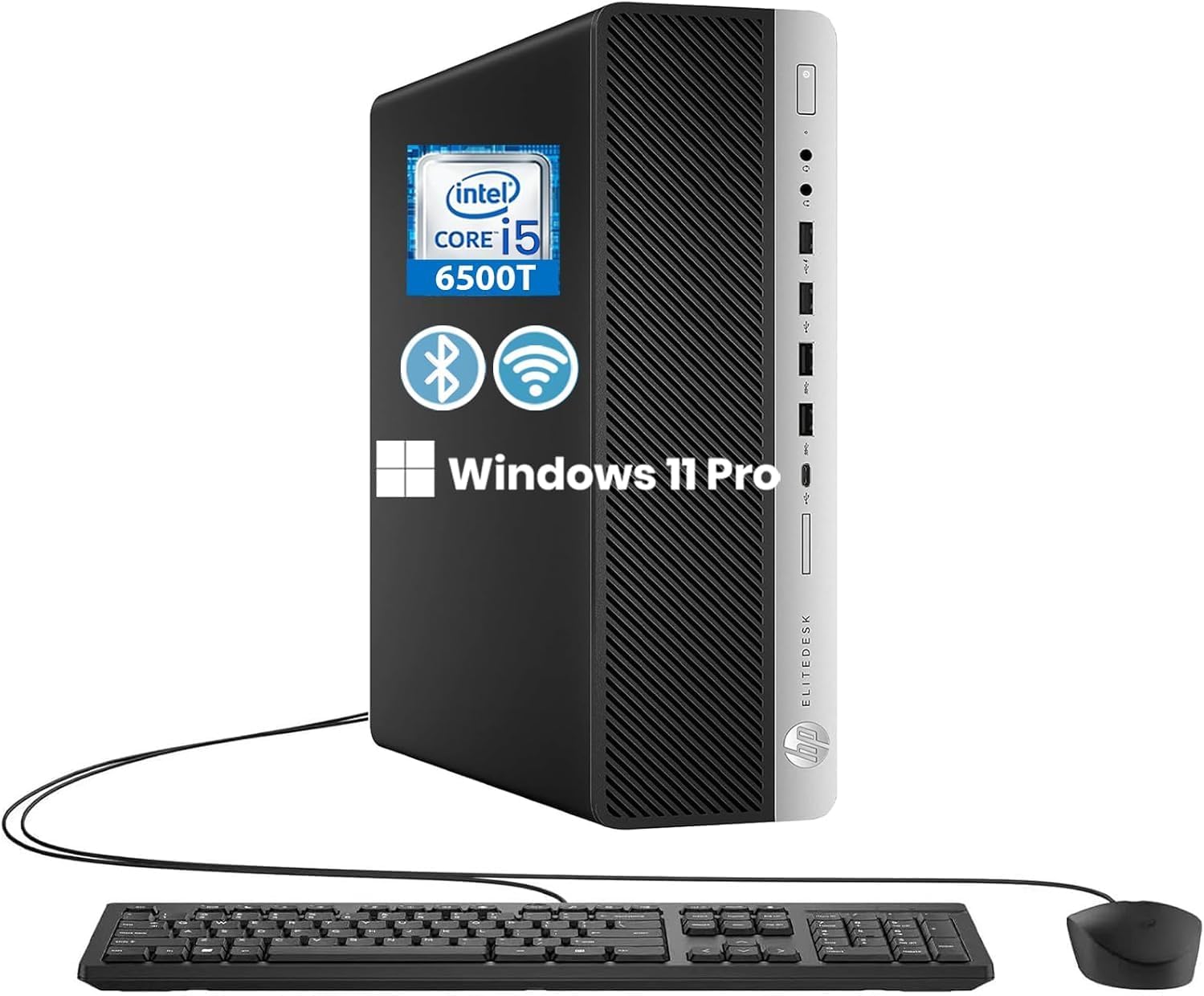 HP EliteDesk 800 G3 SFF Desktop Computer PC, Intel Core i5-6500t, 8GB RAM, 256GB SSD, DVD, DP, LAN/RJ-45, QWERTY Keyboard, Win11 Pro (Refurbished)