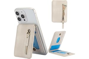 Ysnzaq Compatible avec Magsafe Wallet Portefeuille pour iPhone 16/15/14/13/12 Max/Pro/Plus, Magnétique MagSafe Fentes pour Cartes Support Béquille Ajustable pour Série iPhone 16/15/14/13/12.ZYC White