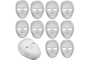 FEIGO 10 Stück Karneval DIY Weiße Maske, die mit Farbe und Pinseln dekoriert werden können, perfekt für Maskeraden, Cosplay, Karneval und Halloween-Mottopartys.