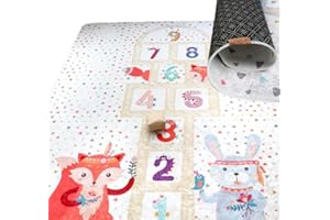 HAMUR HOME Nursery Rug Area Rug Baby Play Mat Non-slip Foldable Crawling Mat - Children Baby Kids Rug 150 X 150 Cm For Children's Rooms Playrooms - Washable Children's Mat (Hopschotch)