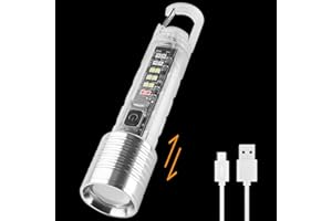 BORUIT Y10 Torcia LED Ricaricabile, 1000 Lumen Zoom Funzione Torcia Potente Professionale con 8 Modalità, 395nm Luce UV, IPX4 Impermeabile, Base Magnetica, Gancio Staccabile per Campeggio Emergenza