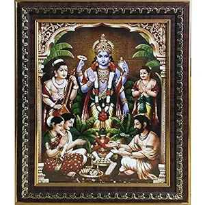 Dalvkot Lord Satyanarayana/Satyanarayan Photo Frame for Pooja Room (11.5 X 14.5 Inch)