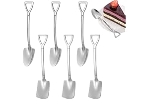 ZWZNBL 6 cucharas de acero inoxidable con forma de pala para mezclar café, cuchara de postre, cuchara agitadora de azúcar para cocina, fiestas de té