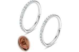 Morfetto Helix Piercing Cerchio Acciaio Chirurgico Piercing Naso Hinged Septum Piercing 16G 18G Argento Oro Daith Trago Rook Conch Cartilagine Orecchino Nostril Piercing Gioielli 6MM/8MM/10MM