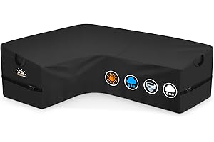 Zettum L-Shaped Outdoor Furniture Covers Waterproof, 600D PU Patio Cover for Outdoor Sofa with Buckles, Heavy Duty Corner Sofa Cover Waterproof Garden Furniture Covers (147x215x80cm)