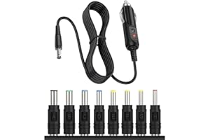 SUPECESORIO Cable para encendedor de cigarrillos de 12 V CC, 1,5 m, 5 A, cable para encendedor de cigarrillos con 8 conectores jack, cargador de coche, enchufe para reproductor de DVD, GPS, tableta, cámara