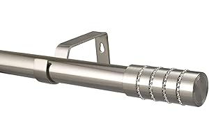 YHO 28mm Diameter Extendable Eyelet Metal Curtain Pole Metal Finials Brushed Chrome (2m - 3m Extendable, Malmo Finial)