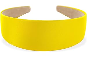 ‎AXY axy Breiter Haarreif mit Satin bezogen Damen Haarband Vintage Klassik-Look Hairband Stirnband HRK1 (Gelb)