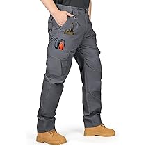 IGOLUMON Werkbroek voor heren, cargobroek, stretch, tactische broek, meerdere zakken met semi-elastische taille voor wandelen, casual, outdoor, kamperen, Kaki, 34W / 32L