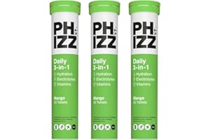 Phizz Electrolytes, Multivitamin & Hydration Tablets - 60 Effervescent Rehydration Electrolyte Tablets - 18 Vitamins & Minerals, Vitamin C, Vegan, Low Calorie (Mango, 60 Count (Pack of 1))