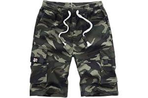 TREER-SHOP Pantalones Cortos Hombre Deporte, Treer 100% Algodón Casuales Holgados Cortos Vendimia Verano Cargo al Aire Libre Talla Grande Cortos de Trabajo con Bolsillos múltiples