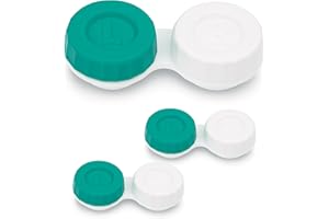 SPORTS WORLD VISION Zielono-białe etui na soczewki kontaktowe | Etui z płaską zakręcaną pokrywką | Przenośne etui podróżne na płyn do soczewek kontaktowych | Oznaczenia L&R na górze, 3 szt