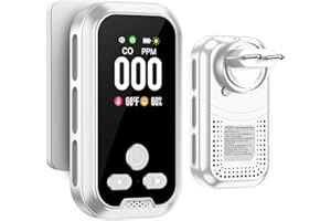 Gedsffati CO-Melder Kohlenmonoxidmelder mit Stecker für Haus, CO-Warnmelder CO-Warner Kohlenmonoxiddetektor für Zuhause, mit Temperatur- und Luftfeuchtigkeitssensoren, Weiß, HD11-C