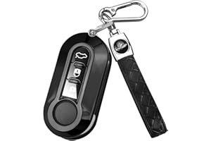 FT FUNTOR Key Case for Fiat, 3 Visual Buttons, TPU for Fiat Key Casing, Suitable for Fiat 500 500L Brava Bravo Doblo Ducato Fiorino Punto Panda Qubo Scudo Stilo Lancia (B-Black)
