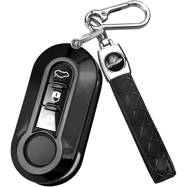 Coque Protection Clé Voiture Fiat Lancia - Compatible Télécommande 3 Boutons - Design Montagne De Nuit Noir Et Blanc
