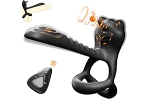 BZONE Anillo Vibrador para Pene, Anillo para Pene con 12 Modos de Vibración para Estimulador de Testículos y Clítoris del Punto G, Juguetes Sexuales para Parejas, Hombres y Mujeres con Control Remoto