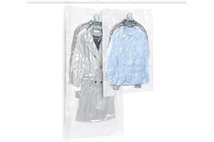 QH7 Vakuum-Kompressionsbeutel, Zum Aufhängen, platzsparend, transparent, mit Haken, für Anzüge, Mäntel, Jacken, 2Stück
