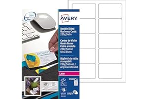 Avery España C32025-25 - Pack de 25 folios de tarjetas de visita, 85 x 54 mm, color blanco