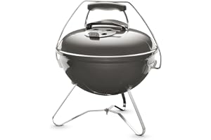 Weber Smokey Joe Premium Kolgrill, Ø 37cm grillyta, portabel BBQ-grill med praktiskt bärhandtag, BBQ med porslinsemaljerad lock & gryta - Svart (1121004)