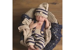 HZTYYIER 2 unids bebé accesorios de fotografía traje recién nacido bebé sesión de fotos conjunto bebé niño/niña sombrero pantalones traje conjunto