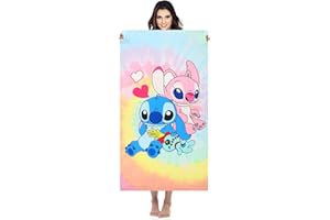 SHENGO Stitch Bath Towel, 3D Beach Towel Stitch Print Bath Towel for Kids, Children's Bath Sheets Ultra Soft Absorbent Beach Blanket for Sauna Bathroom Swimming Bath Shower Towel