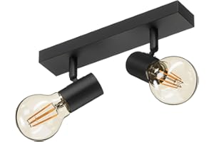 Klighten Focos de Techo E27 Ajustables y Giratorios, Negro, Lámpara Techo Vintage Industrial Interior, Plafón para Corridor, Dormitorio, Cocina, 26cm, Sin Bombilla
