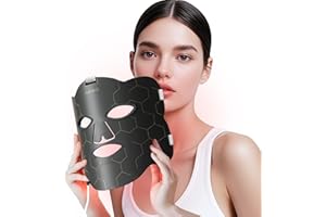 Hottoerak Red Light Mask, 660nm&850nm Silicone Infrared Light Mask with 5 Brightness & 10/15/20Min Timer, 222Chips Flexible LED Mask for Home Use