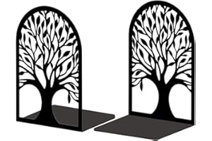 ‎PEACOBLUE Peacoblue Buchstütze Dekorativ Modern Baum des Lebens Metall Buchstützen für Schwere Bücher 13.5x10.9x20.1cm, Bücherhalter für Heimdekoration, Bücherregal & Büro - 1 Paar