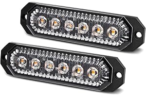 OPP ULITE Amber Led Strobe Light 6-LED Emergency Side Warning Lights Hazard Flashing Strobe Light Beacon Lights Universal for 12-24V Truck Car Vehicle van Trailer Caravan Camper (CB-01-2PCS)