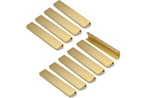 MARGUERASW Lot de 10 Poignée Dorée Poignée de Meuble Dorée - Poignée Invisible Poignee de Meuble Cuisine Dorée Poignée Meuble Dorée en Alliage d'Aluminium Entraxe 160mm