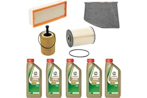 CORMAR KIT TAGLIANDO COMPLETO FILTRI + OLIO CASTROL 5W30 COMPATIBILE CON VW GOLF 6 1.6 TDI 77 KW