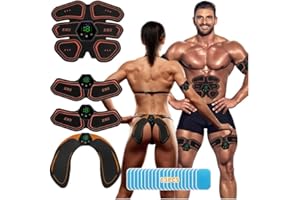 iWarmbase EMS Trainingsgerät, EMS Bauchmuskeltrainer Elektrisch,6 Modi & 19 Intensitäten EMS Bauchtrainer, Ganzkörper ABS/Bauch/Arm/Bein/Po Trainer