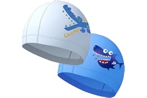 SWAUSWAUK Cuffia Piscina Bambini x 2 - Cuffia da Nuoto Cappello da Nuoto per Bimbi Ragazzi Ragazze per età 4-10