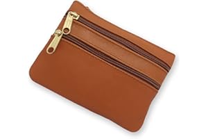 FIONCCI Monedero Mujer Piel Auténtica Pequeño con Cremalleras - Tarjetero Monedero (Cuero)