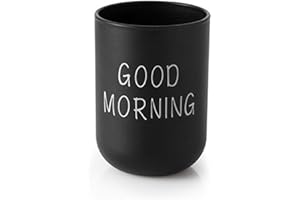 WEQTS Good Morning Toothbrush Holder, Home Travel Bathroom Toothbrush Cup Toothpaste Holder, Portable Toilet Cup, Toothbrush Storage, For Bathroom(Black), free size
