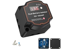 AULESSE 12V 140Amp Relé de Voltaje Sensible, Aislador de Doble Batería, Modo Manual/Automático VSR, Con Pantalla LED, Diseñado Específicamente ATV, UTV, Barcos, Caravanas y Autocaravanas.