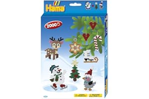 ‎HAMA Hama Perlen 3437 Geschenk-Set Weihnachten mit ca. 2.000 bunten Midi Bügelperlen mit Durchmesser 5 mm, Stiftplatte, inkl. Bügelpapier, kreativer Bastelspaß für Groß und Klein
