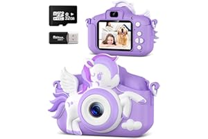 GREENKINDER Camara Fotos Infantil, 2.0 Pulgadas HD Selfie Video Camara Fotos Niños, Cámara Digital para Niños con 32GB TF Tarjeta, Regalos Ideales de 3-12 Años para niños