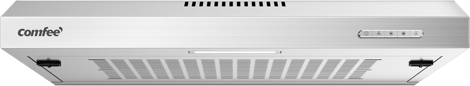 COMFEE' Visor Cooker Hood SLIF17SS-60 LED Extractor Hood Under Cabinet Hood Wall Mounted Extractor Fan Kitchen 600 mm Top Vented Range Hood - Stainless Steel, 60 cm
