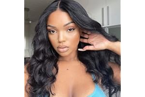 SOKU Loose Wave Lace Front Wigs Synthetic with Baby Hair 18 Inch Dark Brown Medium Length Natural Wavy Hair Heat Resistant Curly Lace Wigs for Black Women Daily Wear