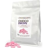 Cocoa V Delta Professional Chocolate Pink Strawberry Flavor 1 kg for Pastry &ndash; Easy Melt Successful Callets for Cakes, Cake Po