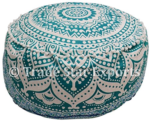 TRADE STAR EXPORTS Indian Puf Infantil, diseño de Ombre, puf Infantil cojín de Suelo Cubierta Otomano reposapiés, Decorativo Redondo Hippie Mandala, decoración del hogar