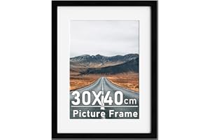 ZUEYUNSTOO 30x40cm Picture Frame with A4 Mount, Black 16x12 Photo Frames, 40x30cm Poster Frame with Safe Perspex Front, Wall Mounting